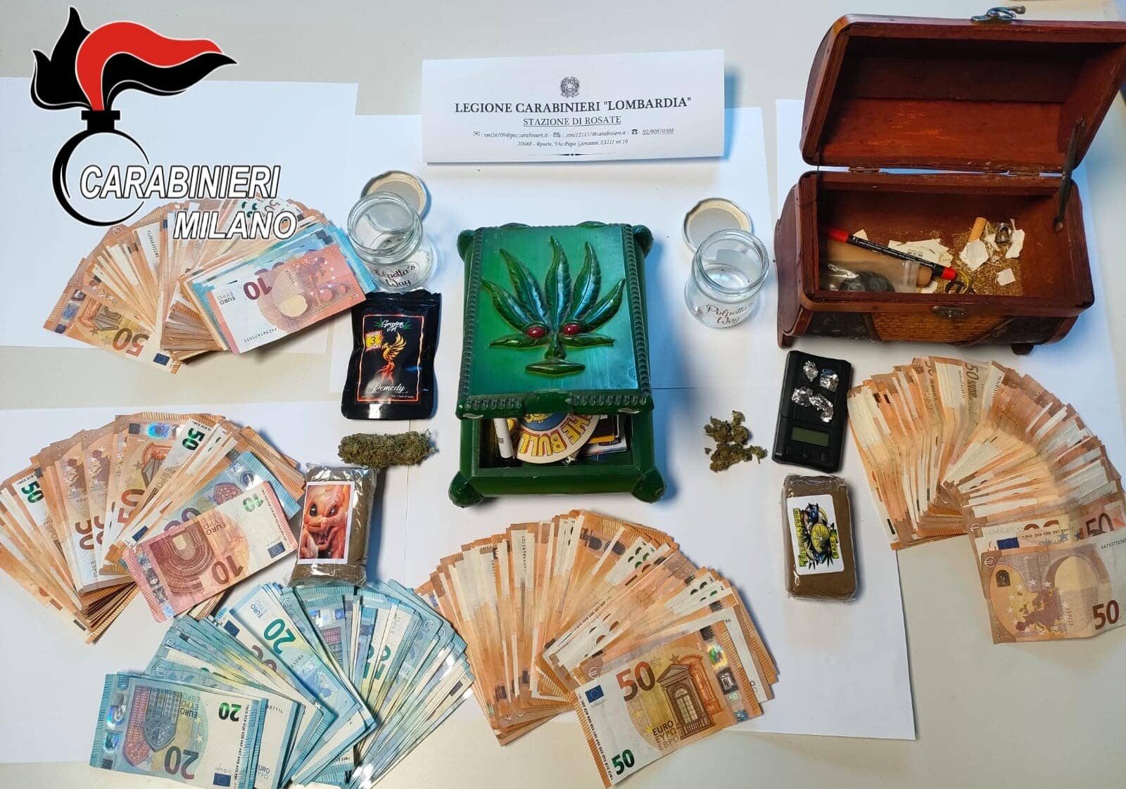 Rosate: droga e quasi 20mila euro in casa, pregiudicato arrestato dai Carabinieri