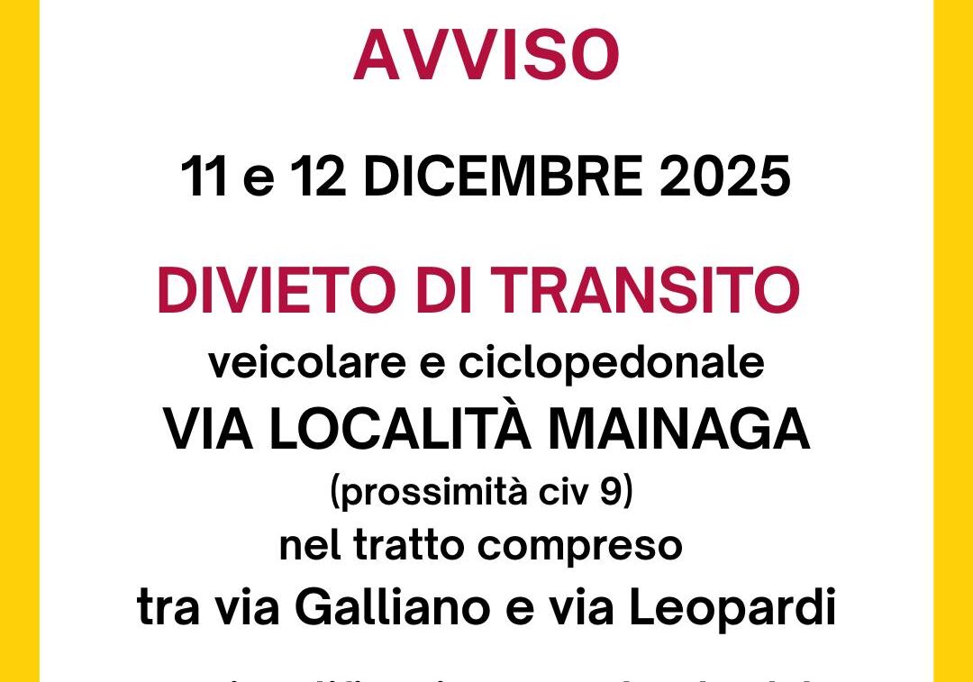 Magenta. Via Località Mainaga chiusa per lavori: disagi previsti l’11 e 12 dicembre