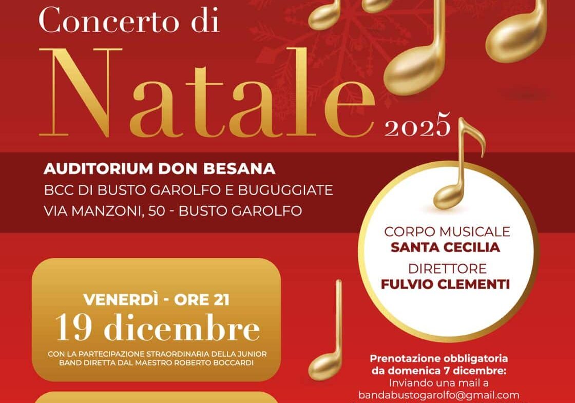 Il 7 dicembre aprono le prenotazioni per il doppio concerto di Natale di Busto Garolfo il 19 e 21 dicembre