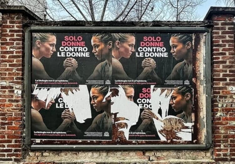 Pro Vita e le Olimpiadi: ‘Solo donne contro donne’….e i manifesti vengono subito strappati