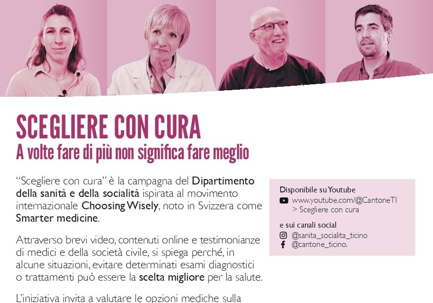 Ticino. Sanità più sicura e sostenibile: al via la campagna “Scegliere con cura”