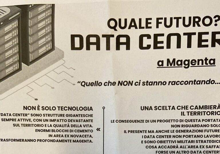 Data Center/2: intanto a Magenta la protesta monta