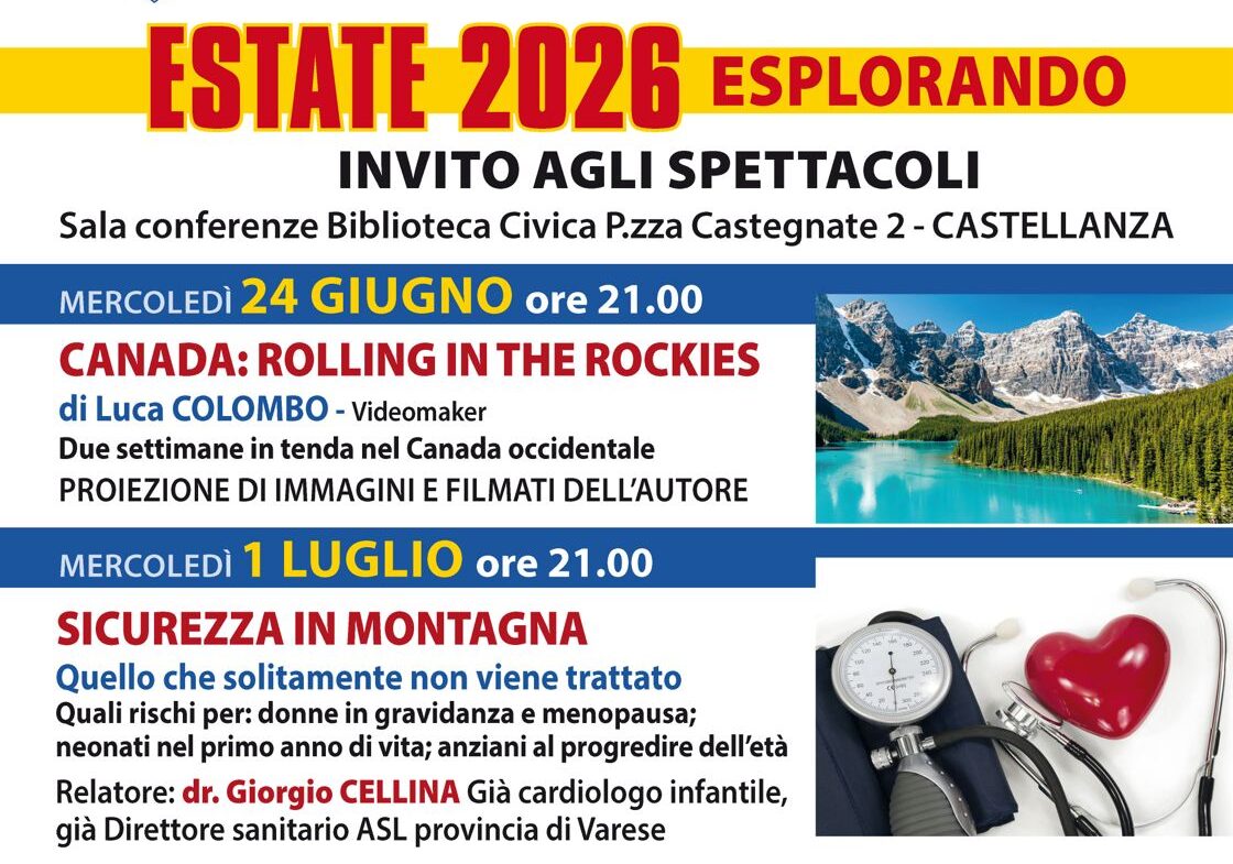 Sicurezza in montagna: a Castellanza una serata per approfondire i rischi meno conosciuti