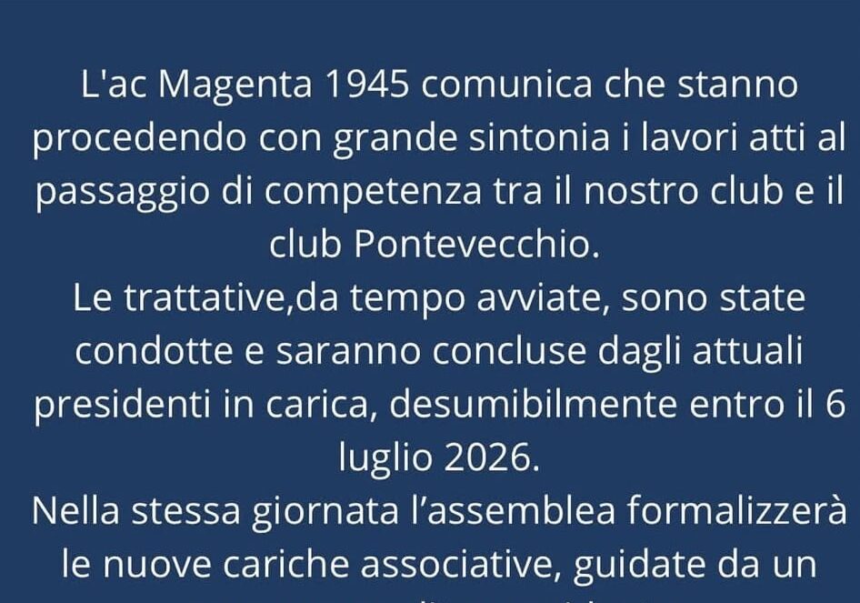 Calcio, Magenta e Pontevecchio insieme. Ma non si sa ancora come…
