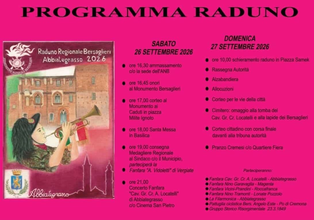 Abbiategrasso si tinge di tricolore per il raduno regionale dei Bersaglieri
