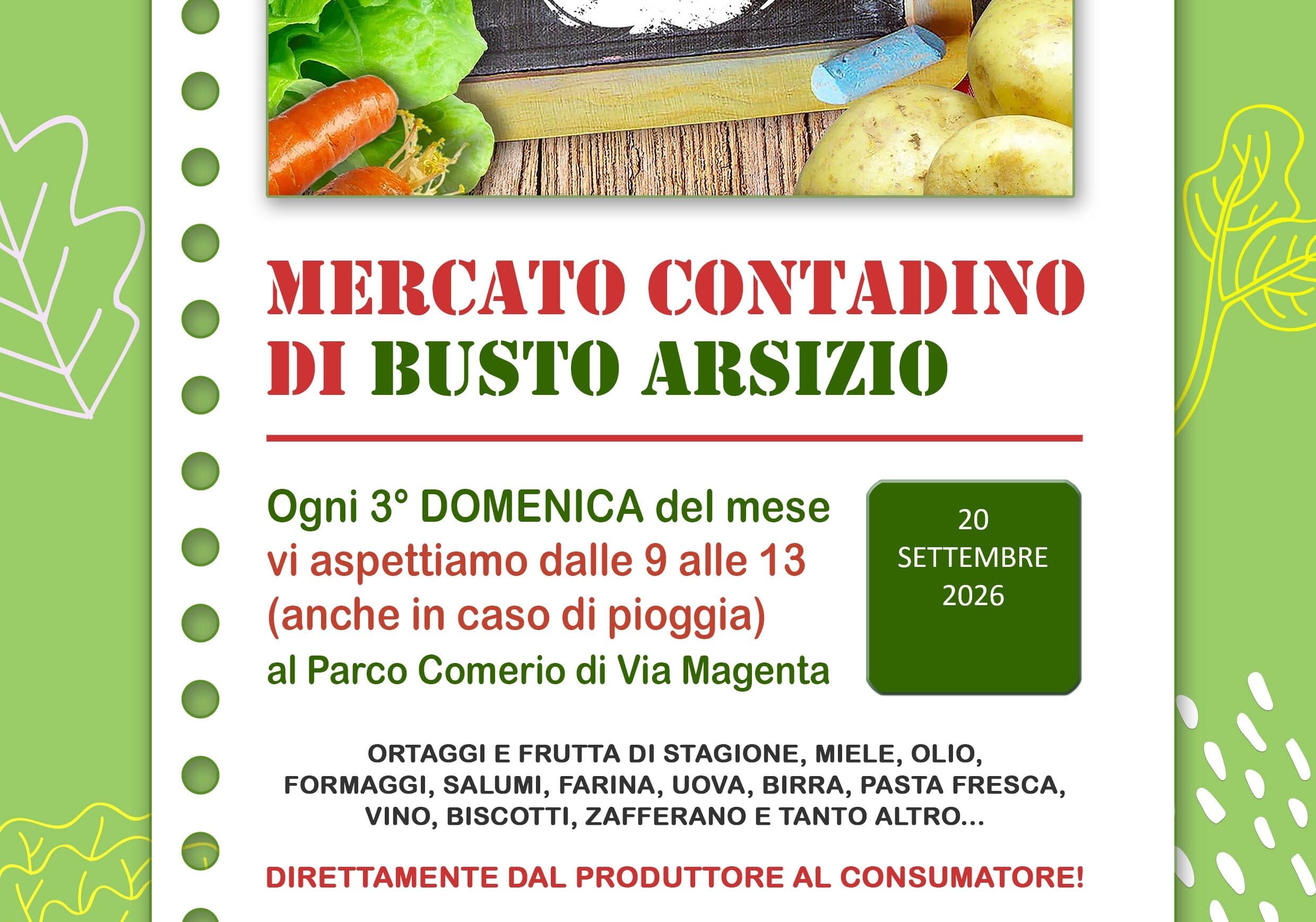 Il Mercato Contadino di Busto Arsizio sempre domenica 20 settembre al Parco Comerio