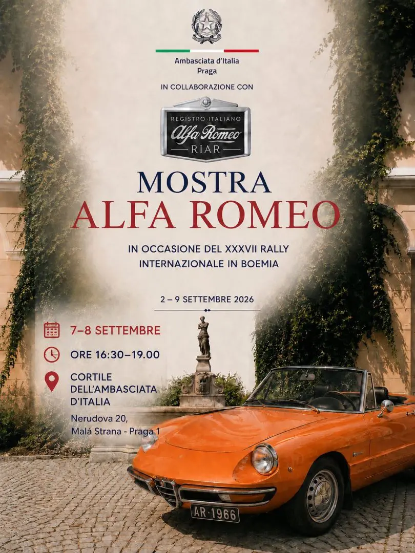 L’Ambasciata d’Italia a Praga ospiterà una mostra di auto storiche di Alfa Romeo in occasione del Rally Internazionale in Boemia